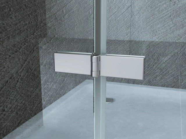 Box doccia in Cristallo 8 mm frameless due lati fisso piu' porta libro - Misura: 80 x 100 x 80 xh195cm