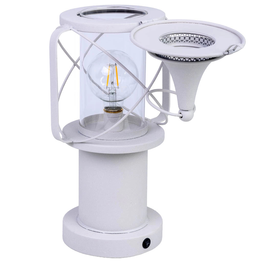 Lampada tavolo metallo bianco LED 21x18.5x46.5/52.5h cm