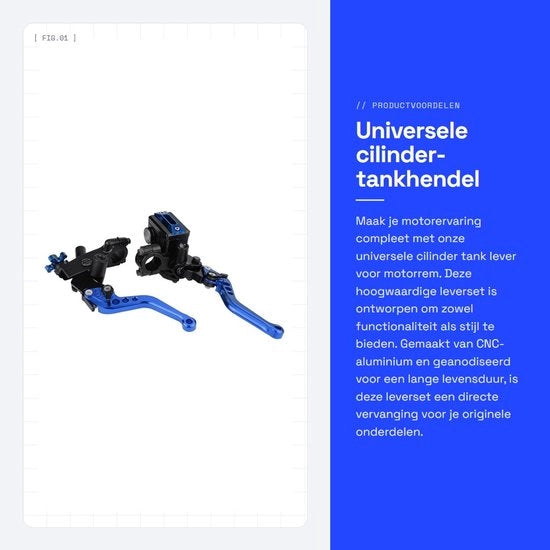Regolatore di cilindrata universale - Manubrio di cambio - Regolabile - Blu - Base dello specchietto retrovisore - Adatto per diverse motorizzazioni - Chiave di blocco del motore