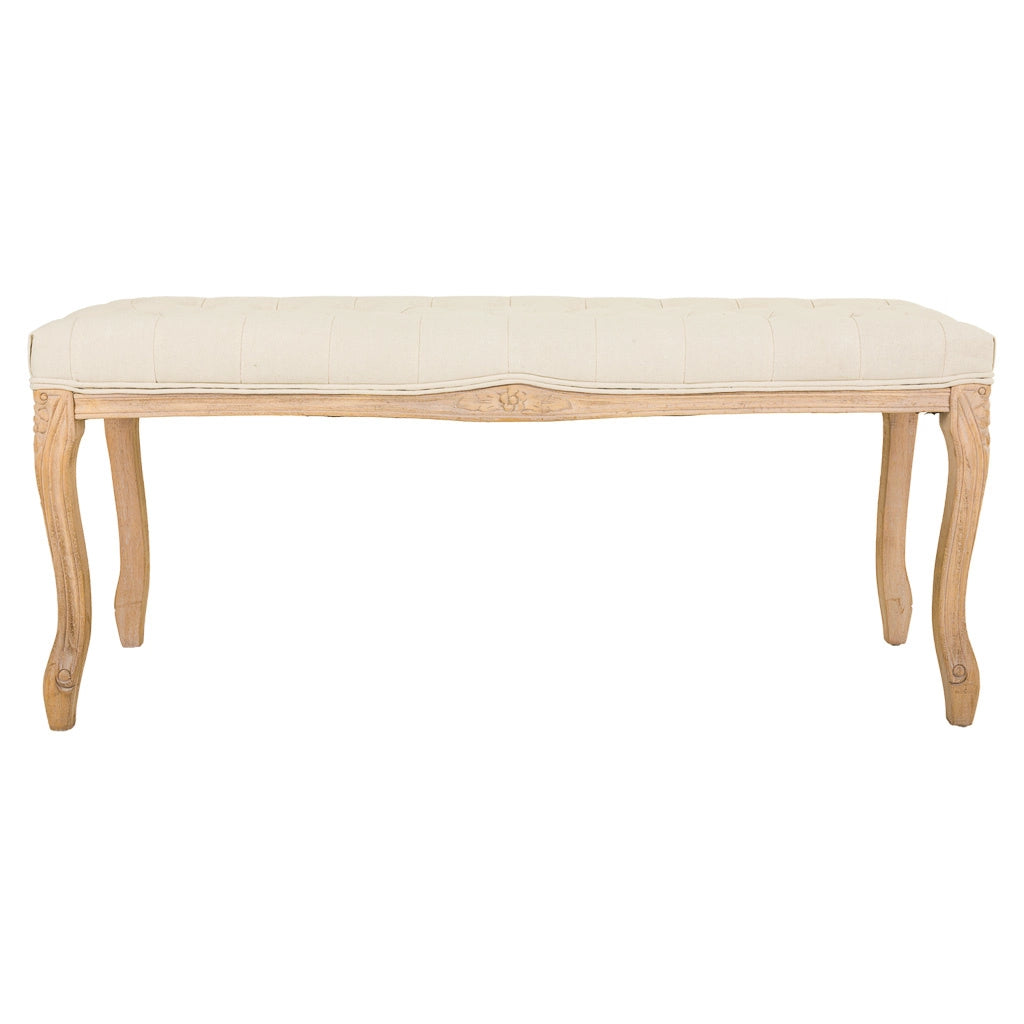 Sgabello imbottita in legno panna 110x36x47h