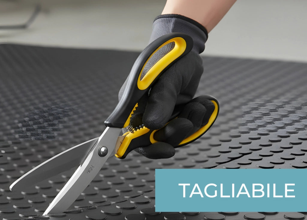 Tappeto Rivestimento Pavimento Gommato PVC Con Bolle Colore Nero Bollato - 100x700 - Floor Nero