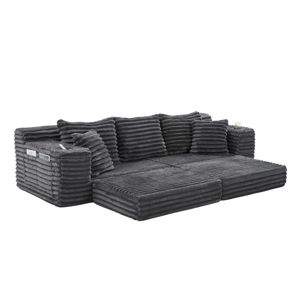 Divano letto 2 posti estraibile ¨C Minimal ¨C grigio scuro, tessuto con cuscini