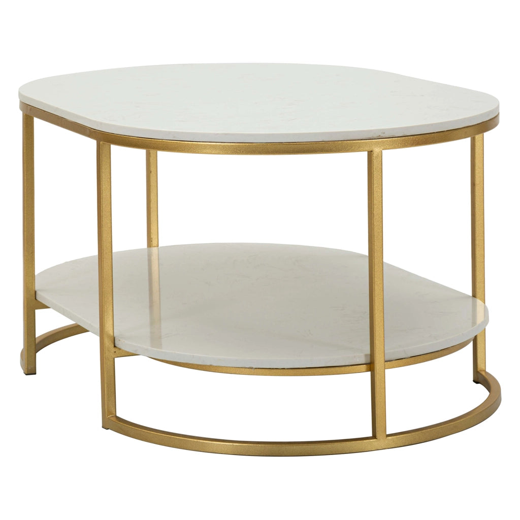 Bafarane, Tavolino da Salotto Forma Ovale, 90x60x45h cm Bianco Marmo