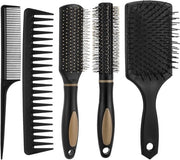 Kit di cura capelli 5 pezzi per uomo e donna - Spazzola a pedali, pettine a ciuffi, pettine ovale, ramponi con code e spazzola a setole diritte - Adatto per capelli umidi, secchi, ondulati e lisci