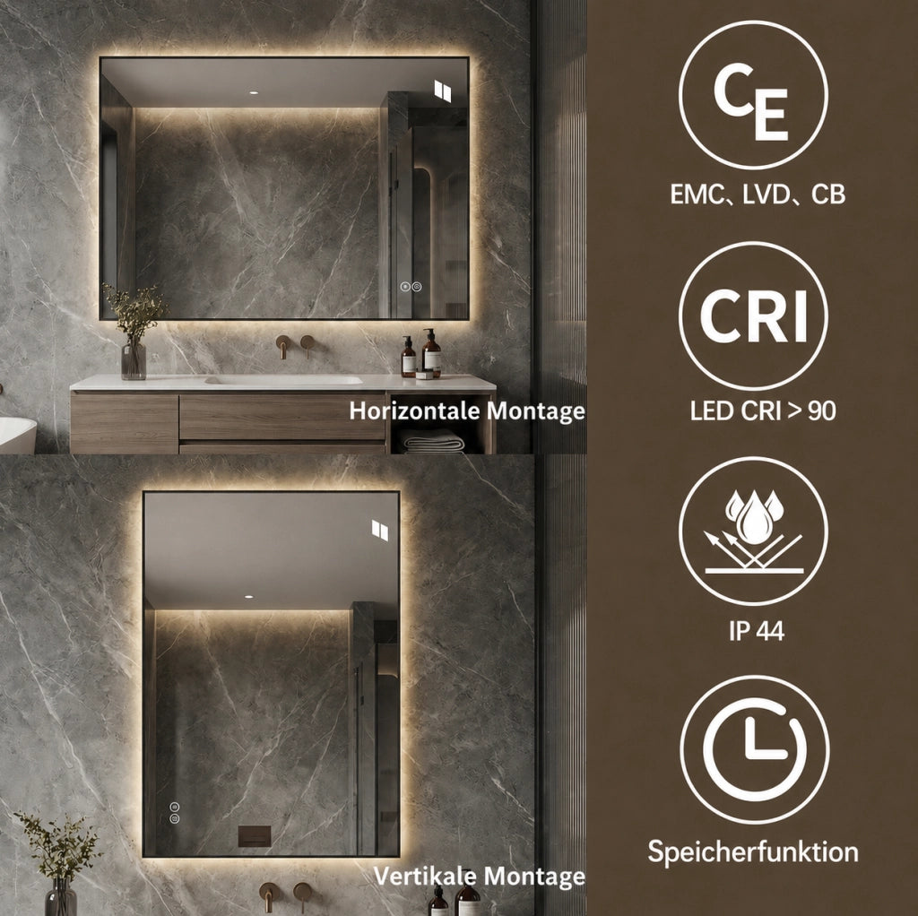 Specchio da bagno LED con antiappannamento e dimmer