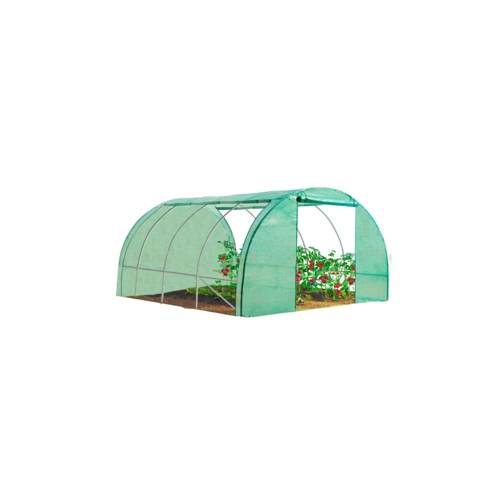 IDMarket - Serra da giardino a tunnel da 12 m², 4 x 3 x 2 m, in acciaio zincato + telo anti-UV con porta e finestre ZEBRA verde, per tutte