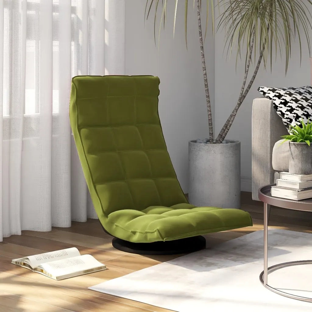 Sedia da Pavimento Girevole Verde Chiaro in Velluto CFW6520723