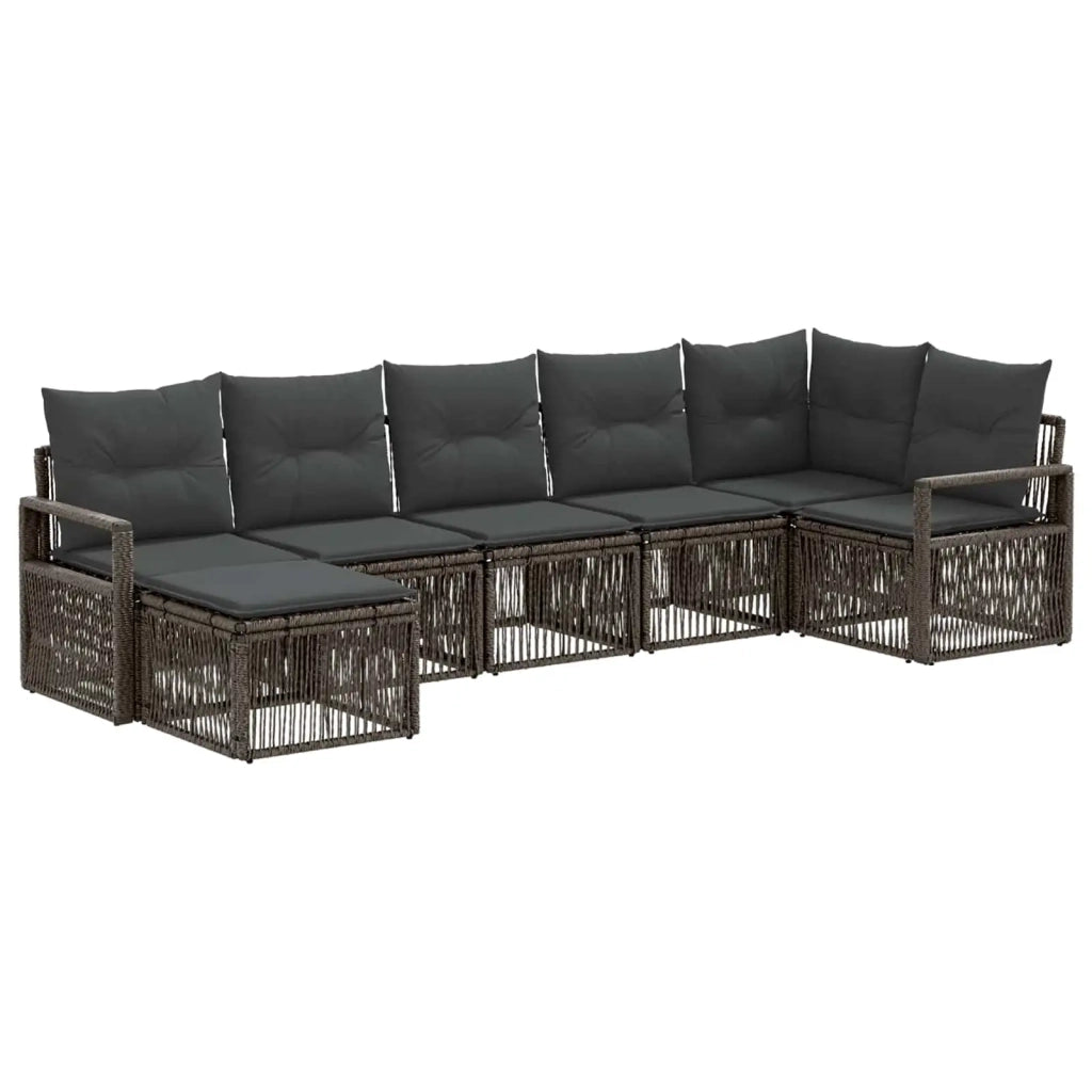 Set Divano da Giardino 7 pcs Grigio polyrattan 3435785
