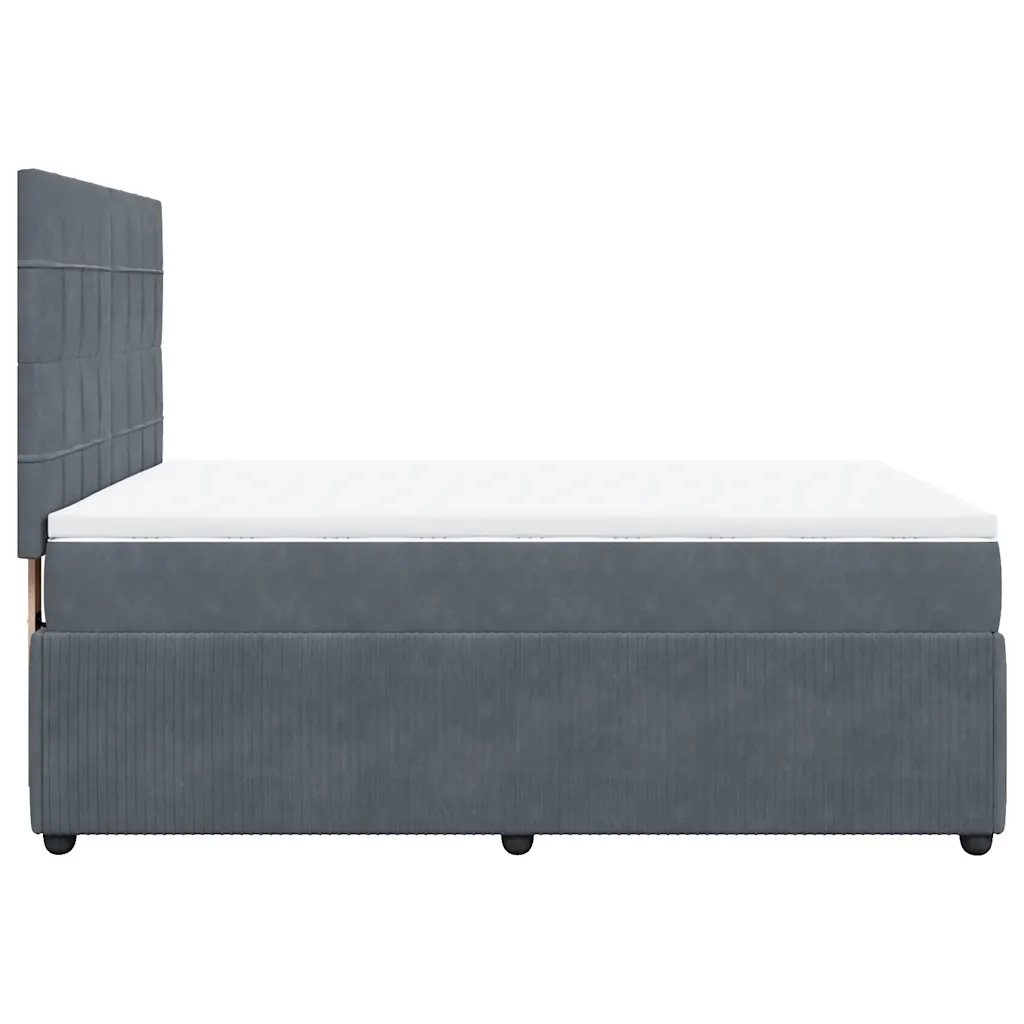 Giroletto a Molle con Materasso Grigio Scuro 140x200 cm Velluto