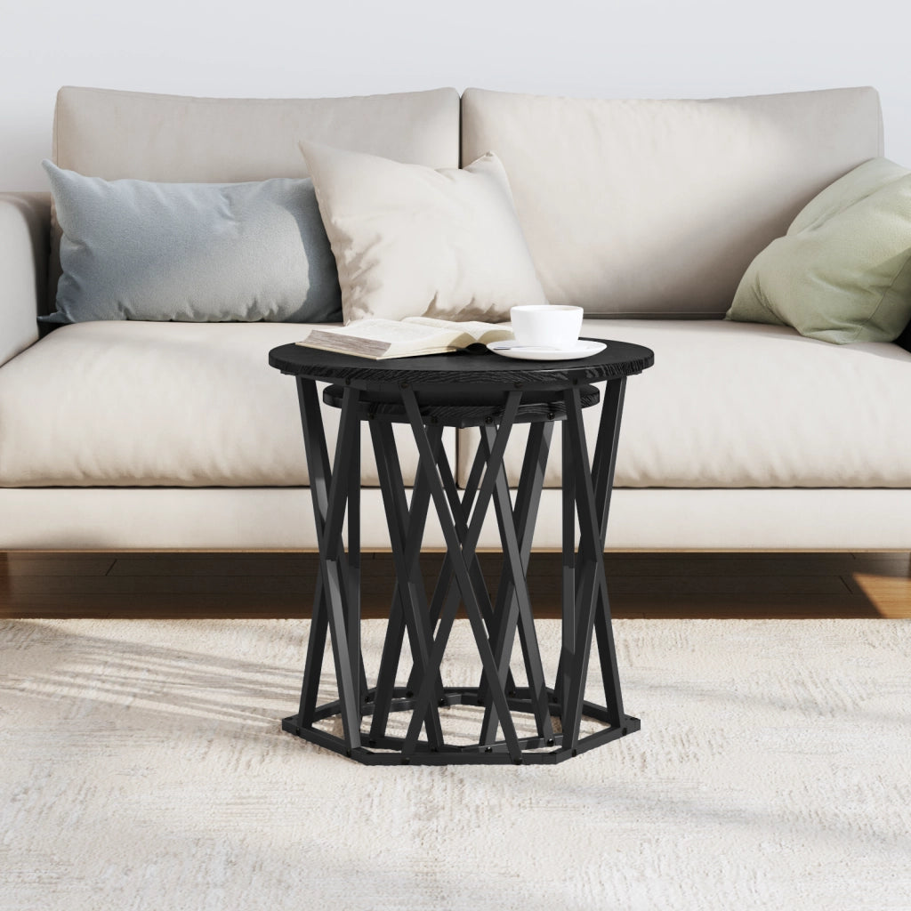 Tavolini 2 pz Nero Rovere Legno Ingegnerizzato