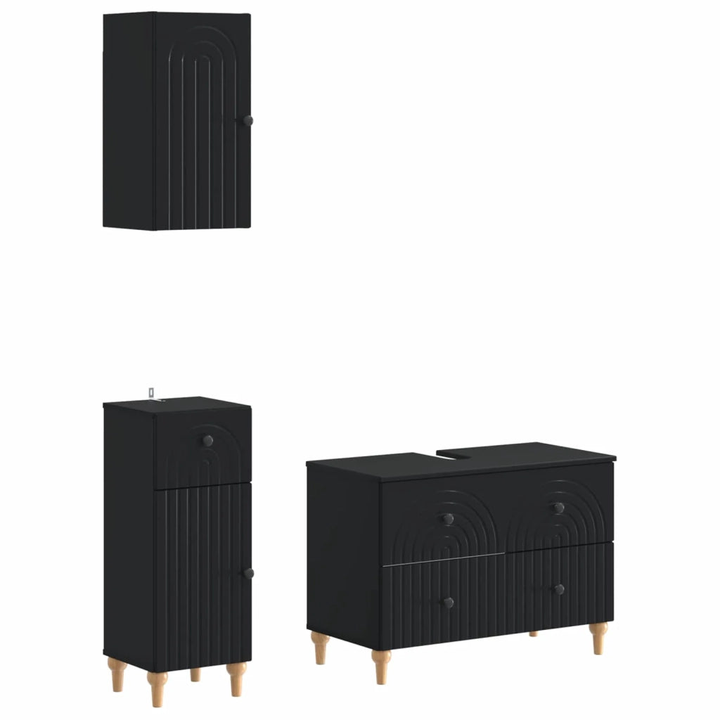 Set di armadietti da bagno in 3 pezzi ALKMAAR Nero 3417748