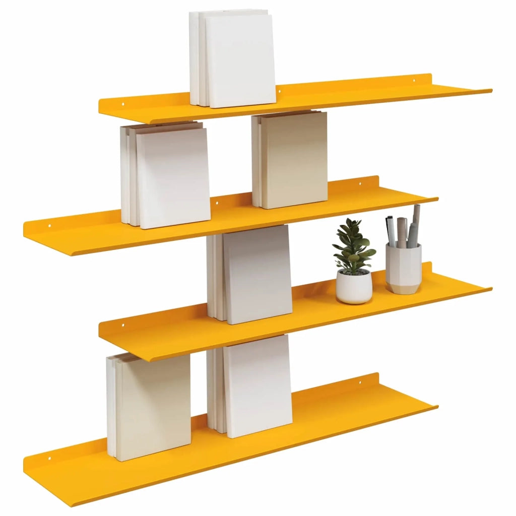 Mensola sospesa 4 pcs Giallo senape 80 x 18 x 2,5 cm Acciaio