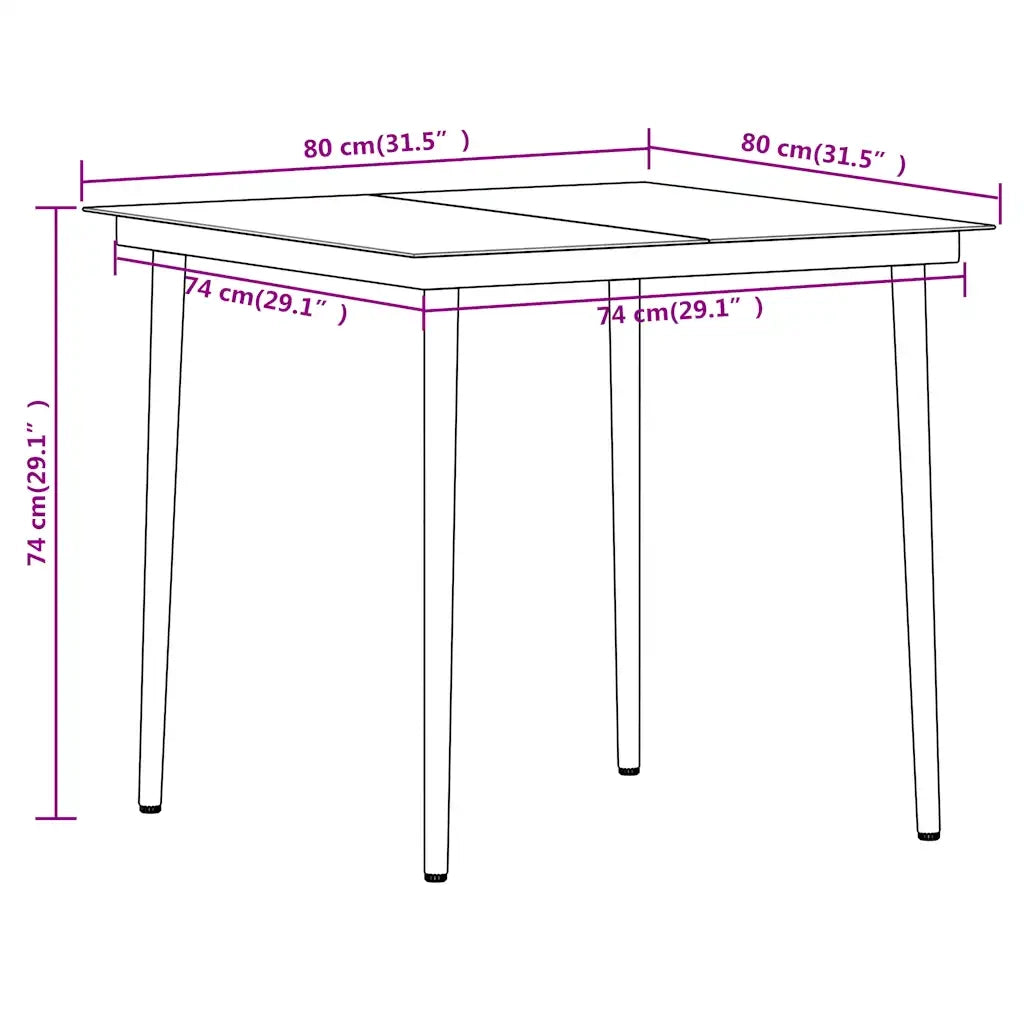 Set Mobili da Pranzo per Giardino 3 pz Nero cod mxl 40952