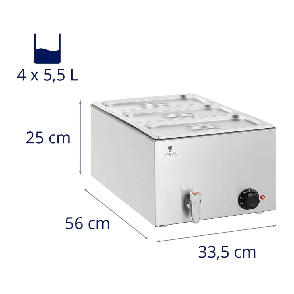 Scaldavivande/bagnomaria professionale 600 watt 3 x GN 1/3 rubinetto di scarico 14_0004219
