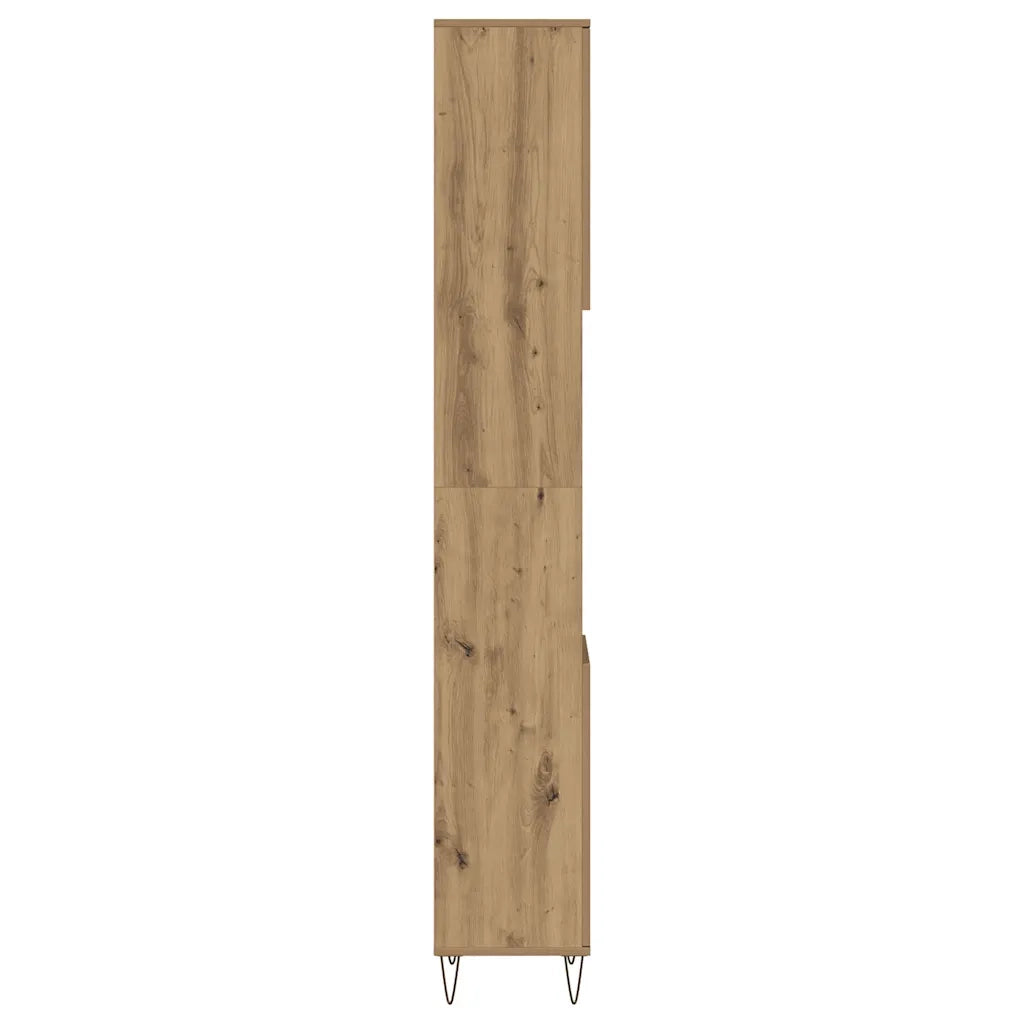 Mobiletto da bagno classico con vano contenitore 30 x 30 x 190 cm design industriale legno di rovere lavorato a mano 02_0051083