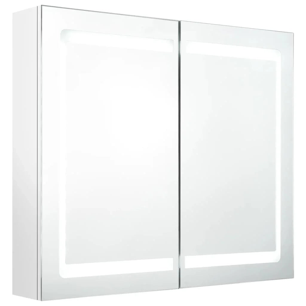 Mobile da bagno con specchio LED 80 x 12 x 68 cm bianco lucido 02_0006584