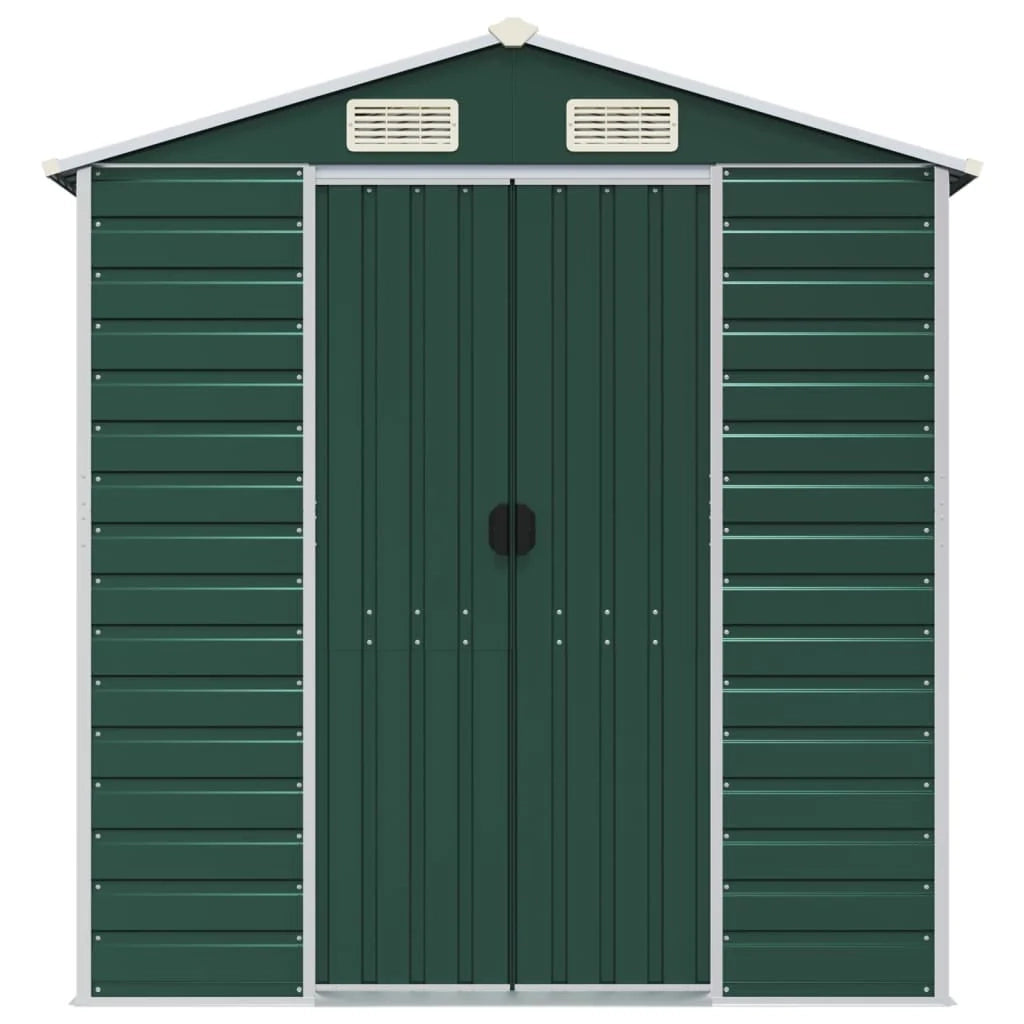 Casetta da giardino cabina ripostiglio casetta da esterno robusta casetta per attrezzi 191 x 385 x 198 cm acciaio zincato verde 02_0022350