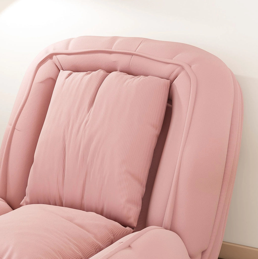 Poltrona letto pieghevole rosa a 5 posizioni con 2 cuscini, struttura in metallo