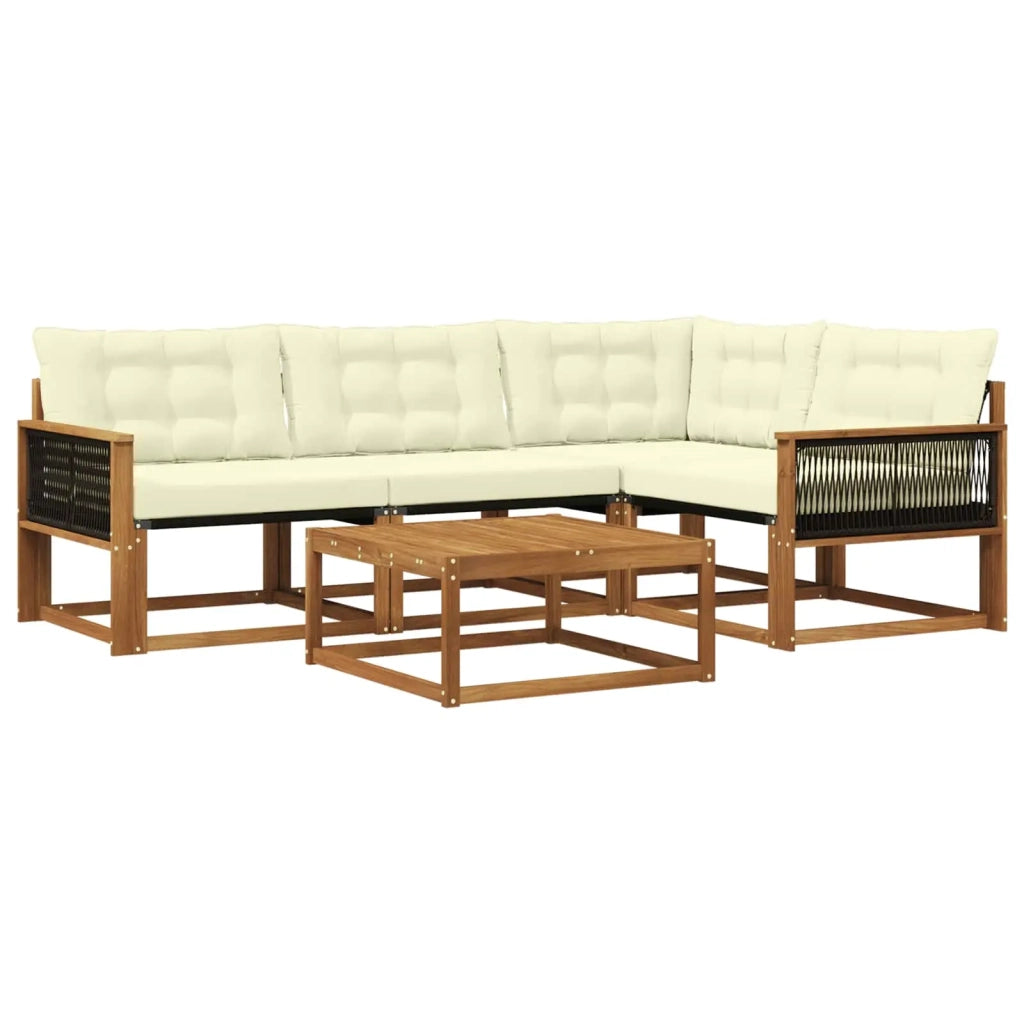 Set di divani da esterno con cuscino 5 pcs Naturale e Crema 3381406