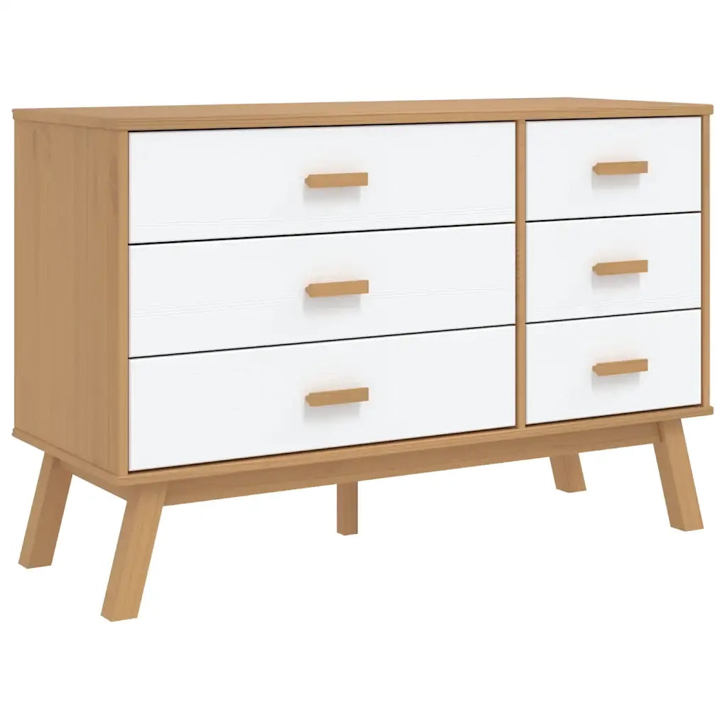 Cassettiera in stile scandinavo 111 x 42 x 73,5 cm ampio spazio contenitivo finitura opaca in legno di pino bianco 02_0047359