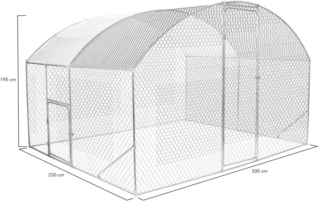 Recinto pollaio cupola 7,5 m² Parco a rete 3x2,5 m con porta laterale