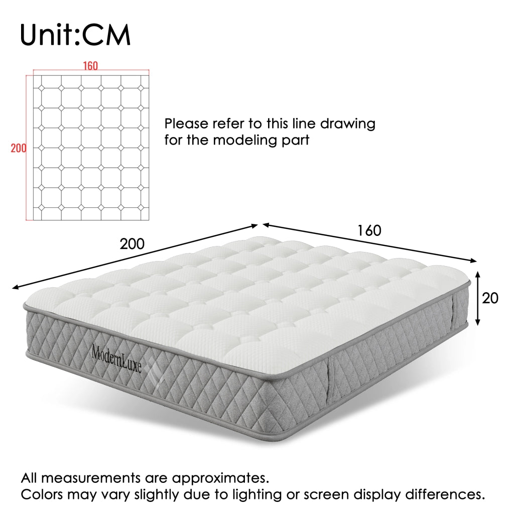 Materasso Matrimoniale 160x200 Molle insacchettate 7 Zone differenziate - Ortopedico - Altezza 20 cm