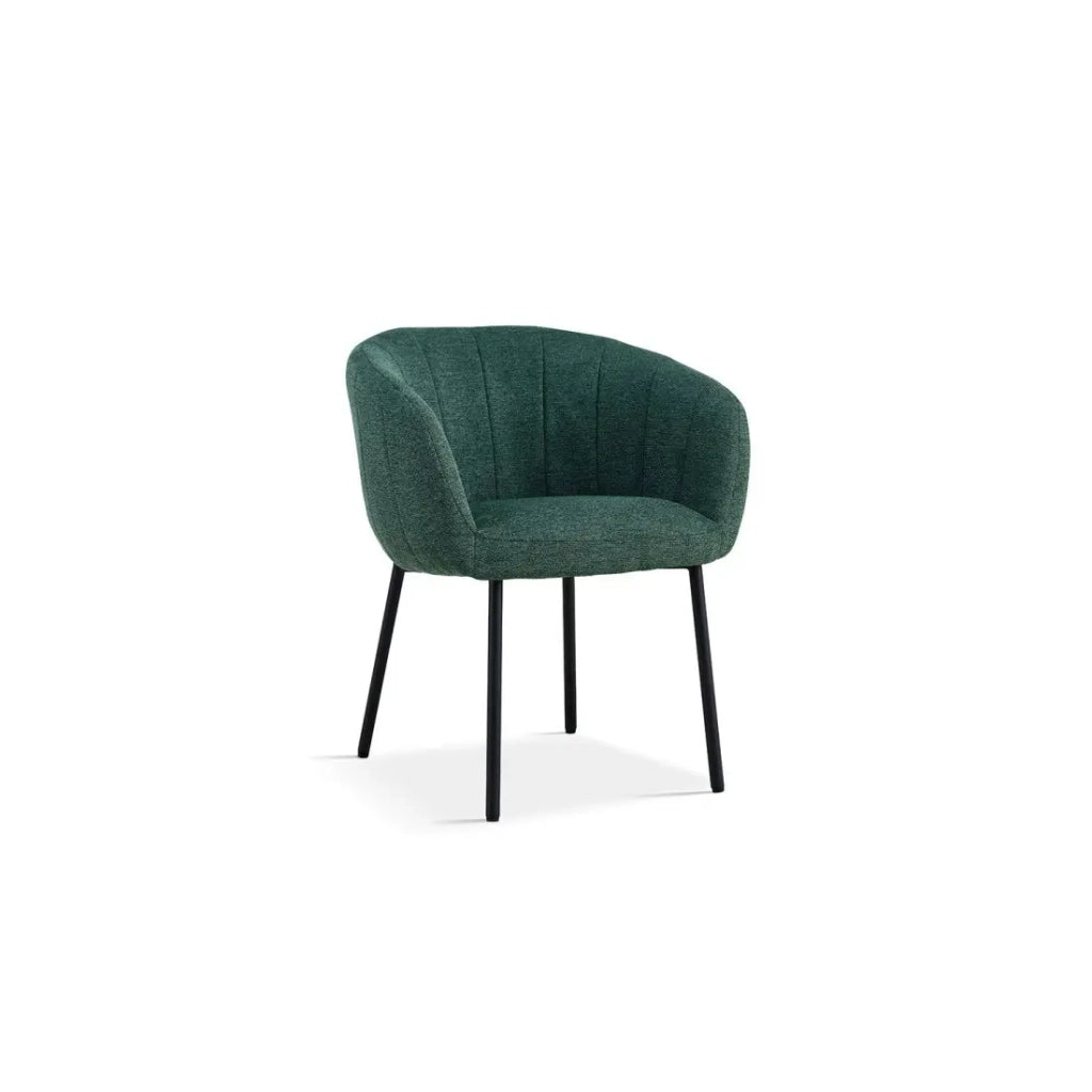 Sedia SEVILLA – Tessuto verde – Piedi in metallo nero – H79 x L57 x P62 cm