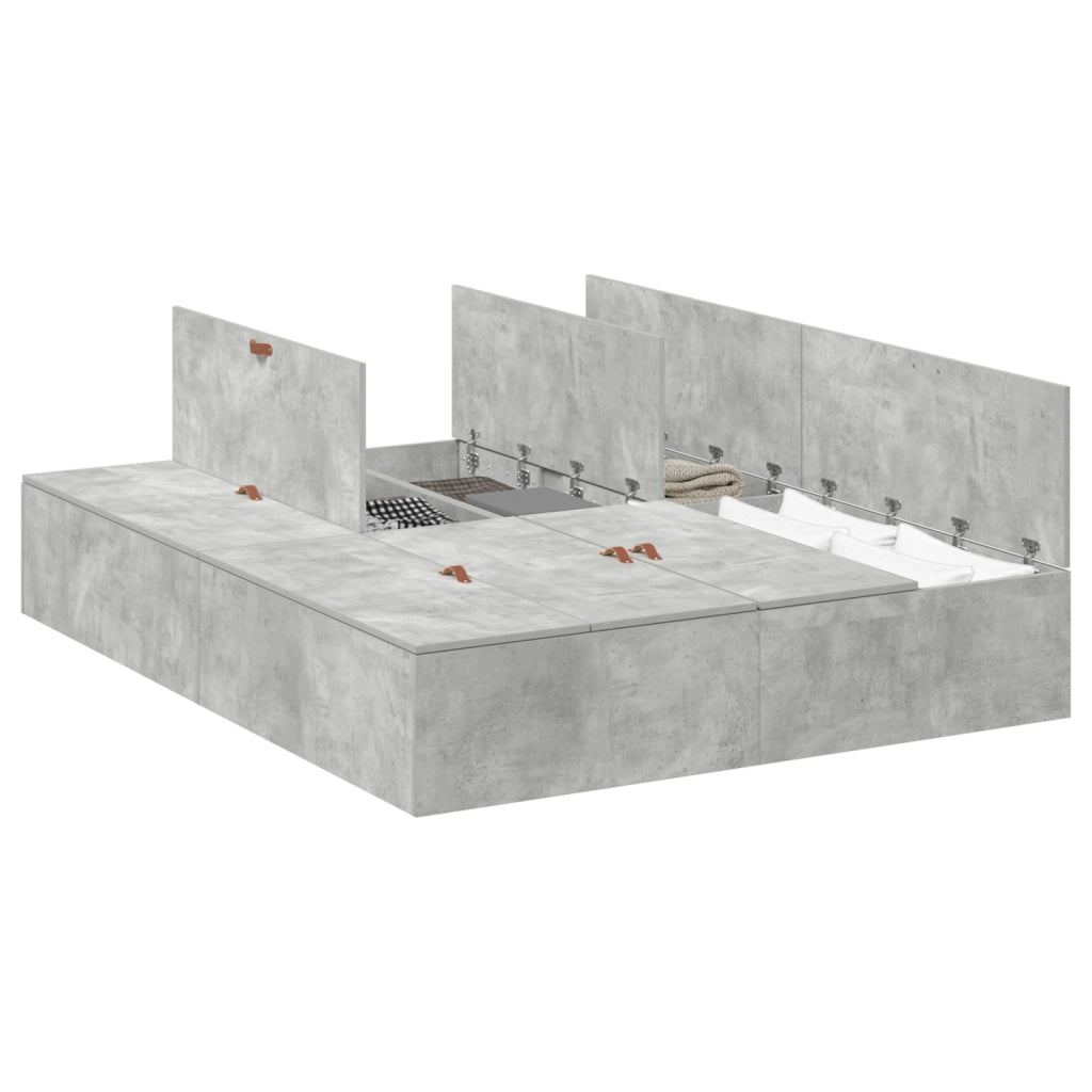 Struttura Letto con Contenitore  Grigio Cemento 150x200 cm