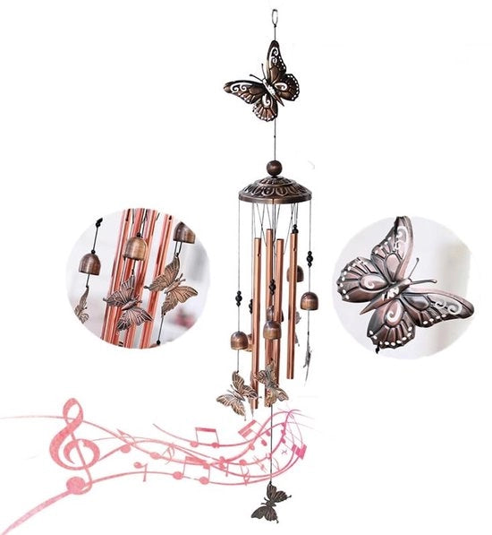 Decorazione di Giardino a forma di V - 4 Tubi in Alluminio - Manico a S - Decorazione Esterna - Suono e Aspetto - Materiale Duraturo - Decorazione di Giardino