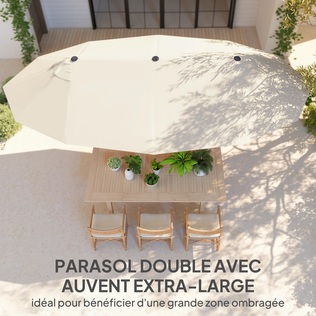 Ombrellone da giardino esterno parasole doppio ¨C zephmum ¨C crema 460x270x240 cm