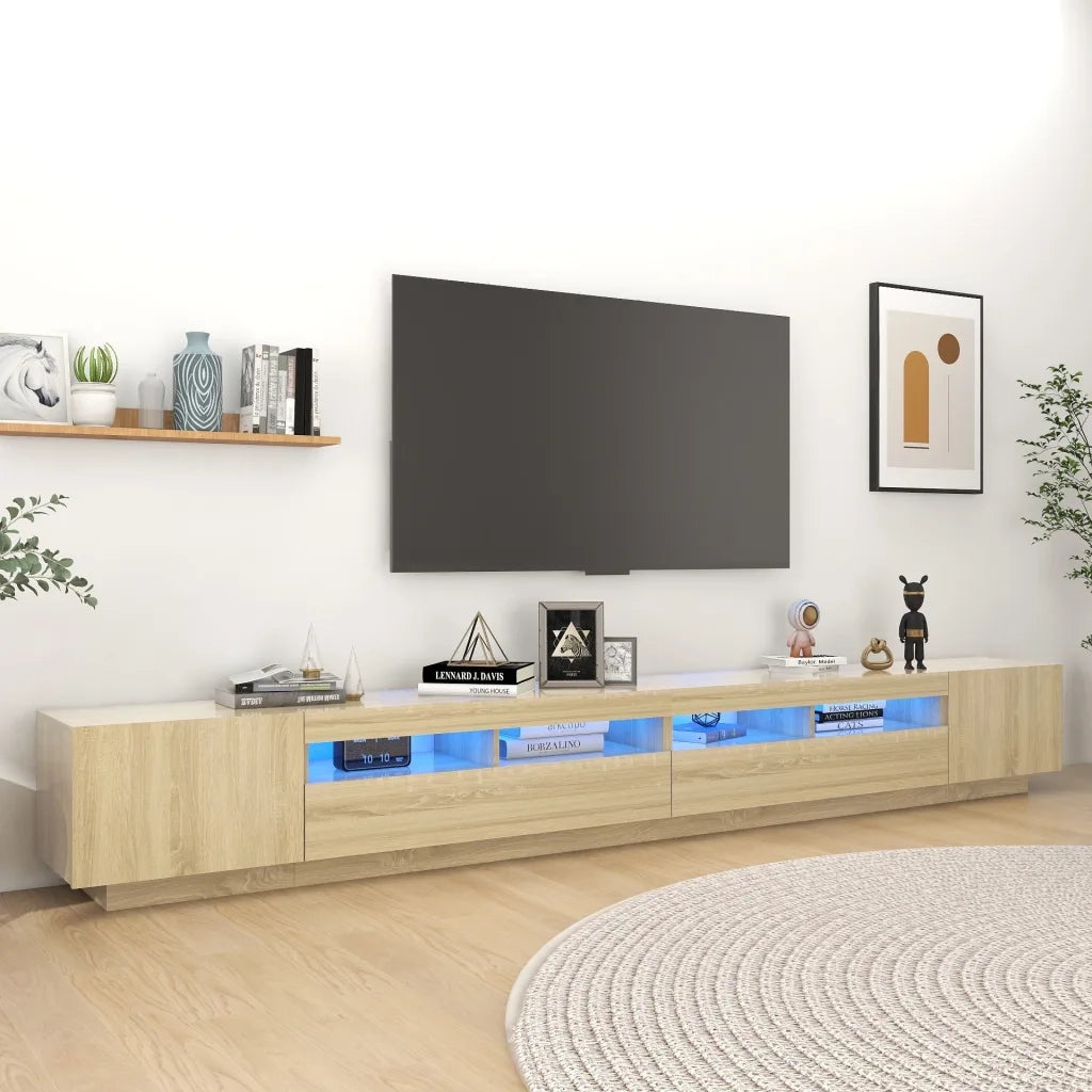 Mobile TV | Armadietto TV | Mobile Porta TV con Luci LED Rovere Sonoma 300x35x40 cm