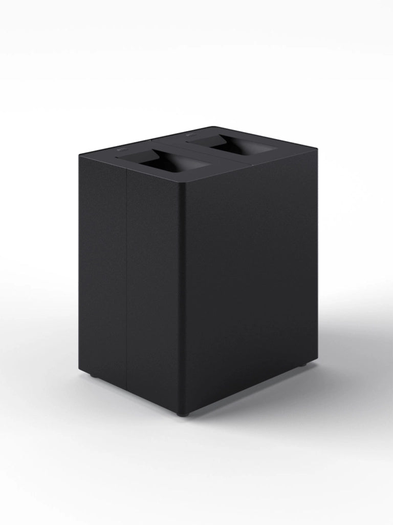 Pattumiera a 2 Scomparti Totale 90 L 56x44x 63 cm con Contenitori Interni in Acciaio Verniciato Nero