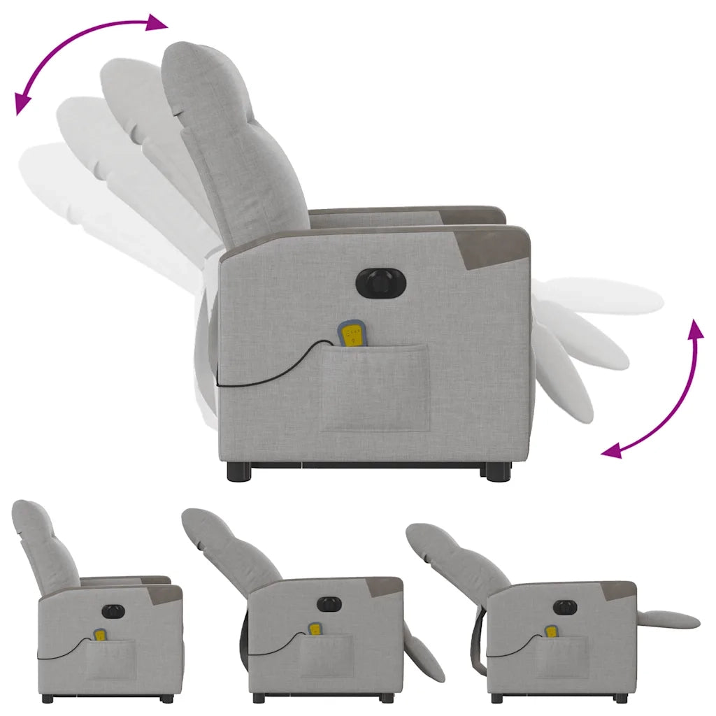 Poltrona Alzapersona Massaggi Elettrica Grigio Nuvola Tessuto 3324104