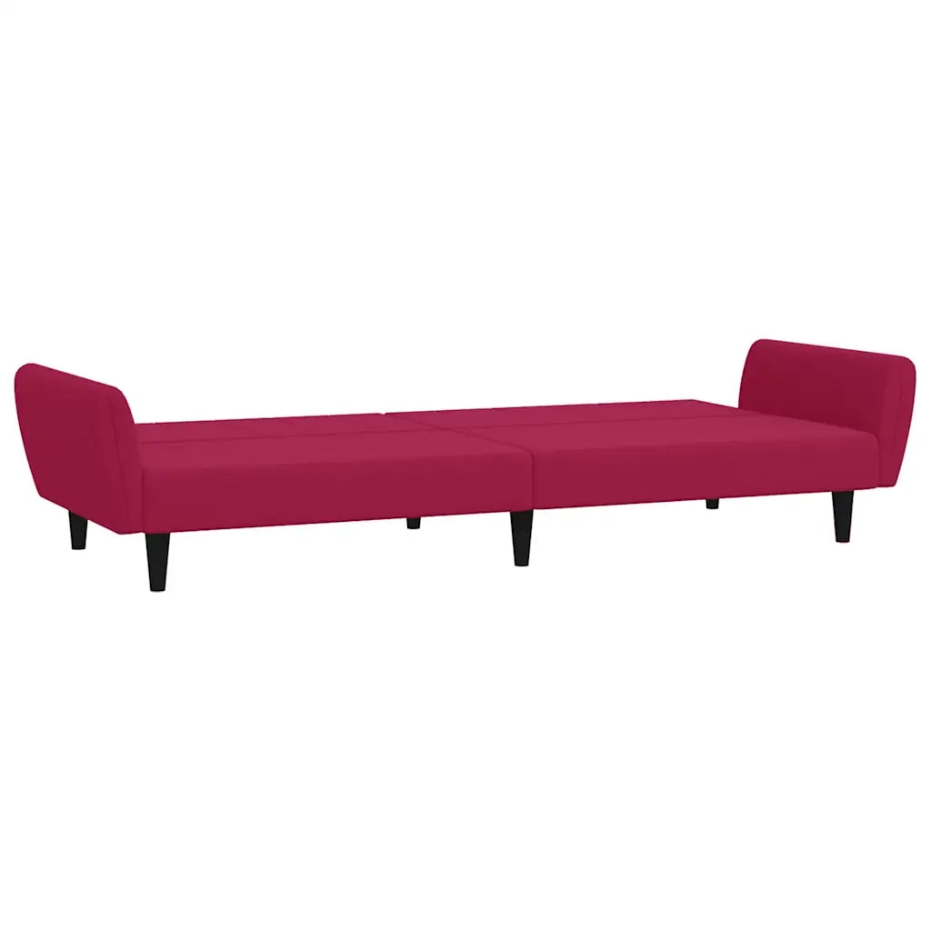 Divano Letto a 2 Posti Rosso Vino in Velluto 375862