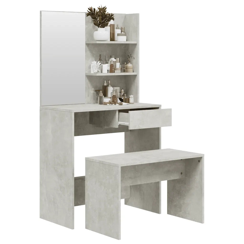 Set Tavolo da Toeletta Grigio Cemento 74,5x40x141 cm 3114142
