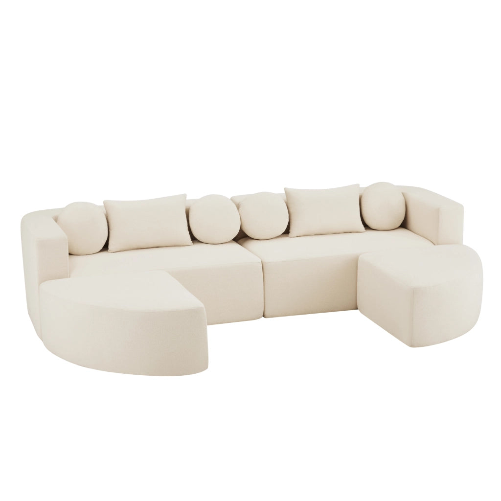 Divano Letto Modulare ¨C Xylo ¨C Chenille Beige, 292x165x68 cm
