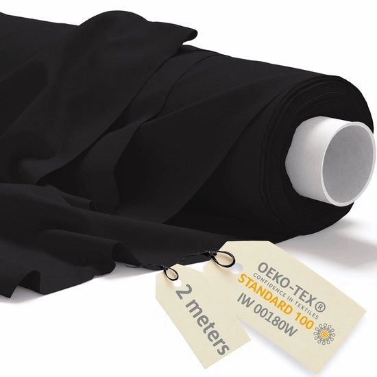 Tessuto in Cotone per Metro 2Mx160cm 145 g/m² - Tessuti per Nafta per Metro - Tessuto per Mobili - Canapa, Tela di Zelatore - Tessuto per Tende - Molton, Nero