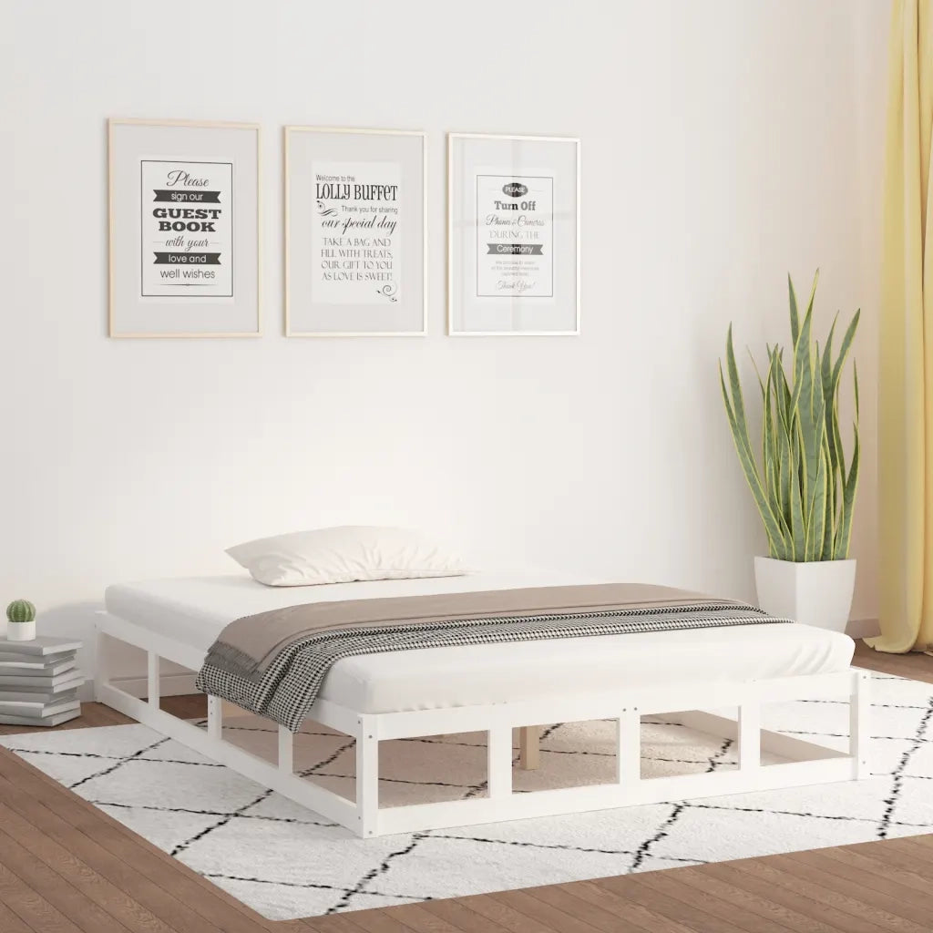Giroletto-Struttura Letto Bianco 200x200 cm in Legno Massello 580747