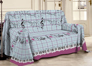 Telo Arredo Multiuso Linea Pensieri Delicati In 100% Cotone Disegno Musica - Singolo - Rosa