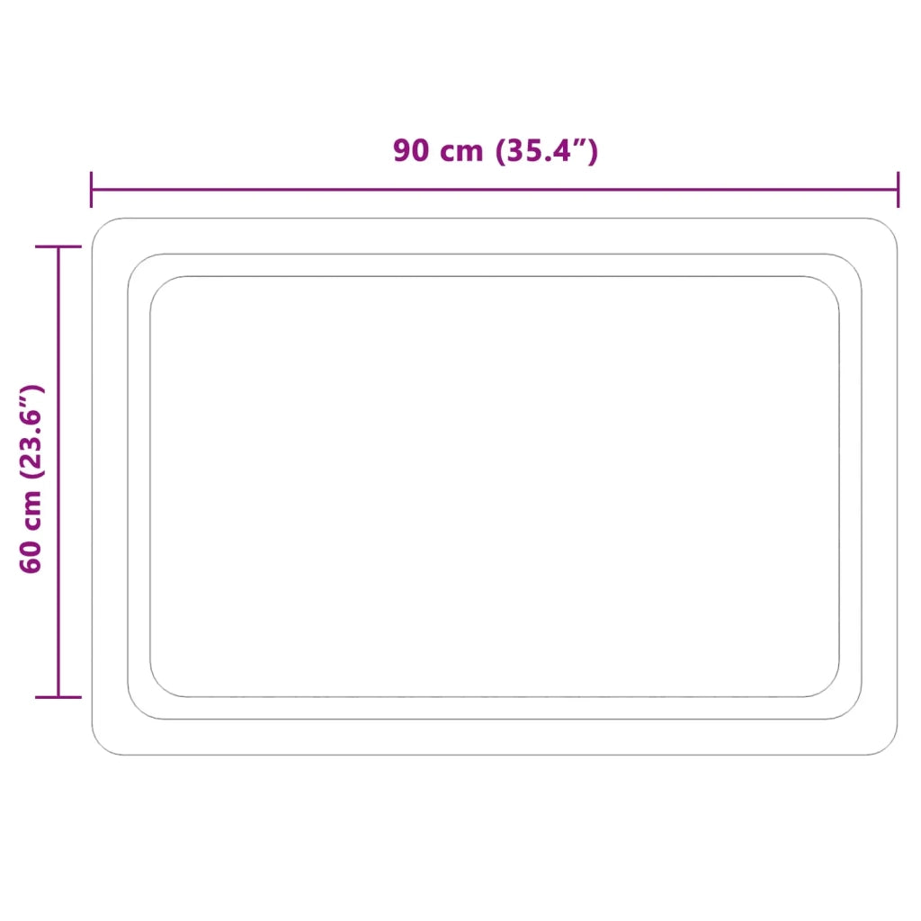 Specchio da bagno LED Trasparente 90 x 60 cm vetro temperato 42045840