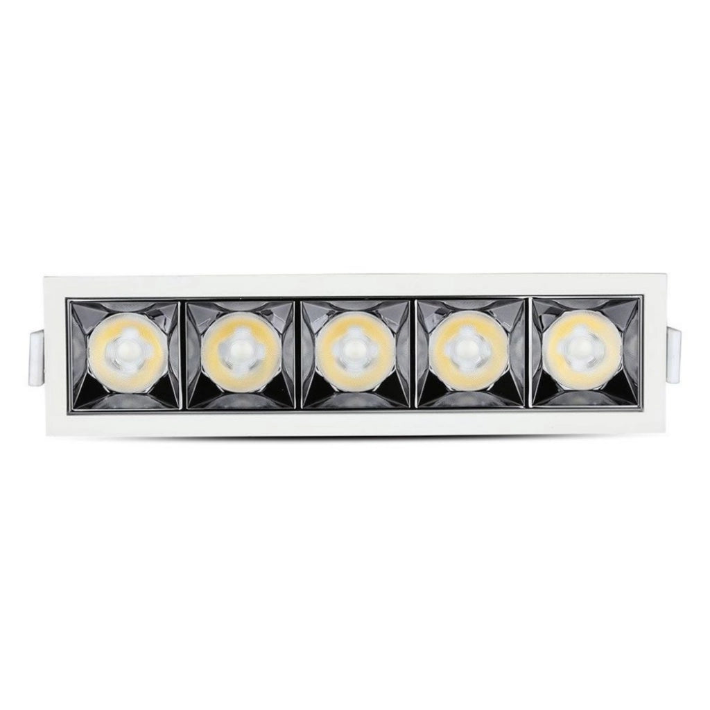 Faretto Led Da Incasso Rettangolare 5X4W Neutro 4000K UGR<19 Riflettore 38° CRI>90 Chip Samsung SKU-995