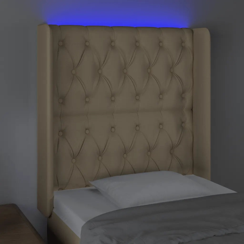 Testiera a LED Crema 83x16x118/128 cm in Tessuto 3124363