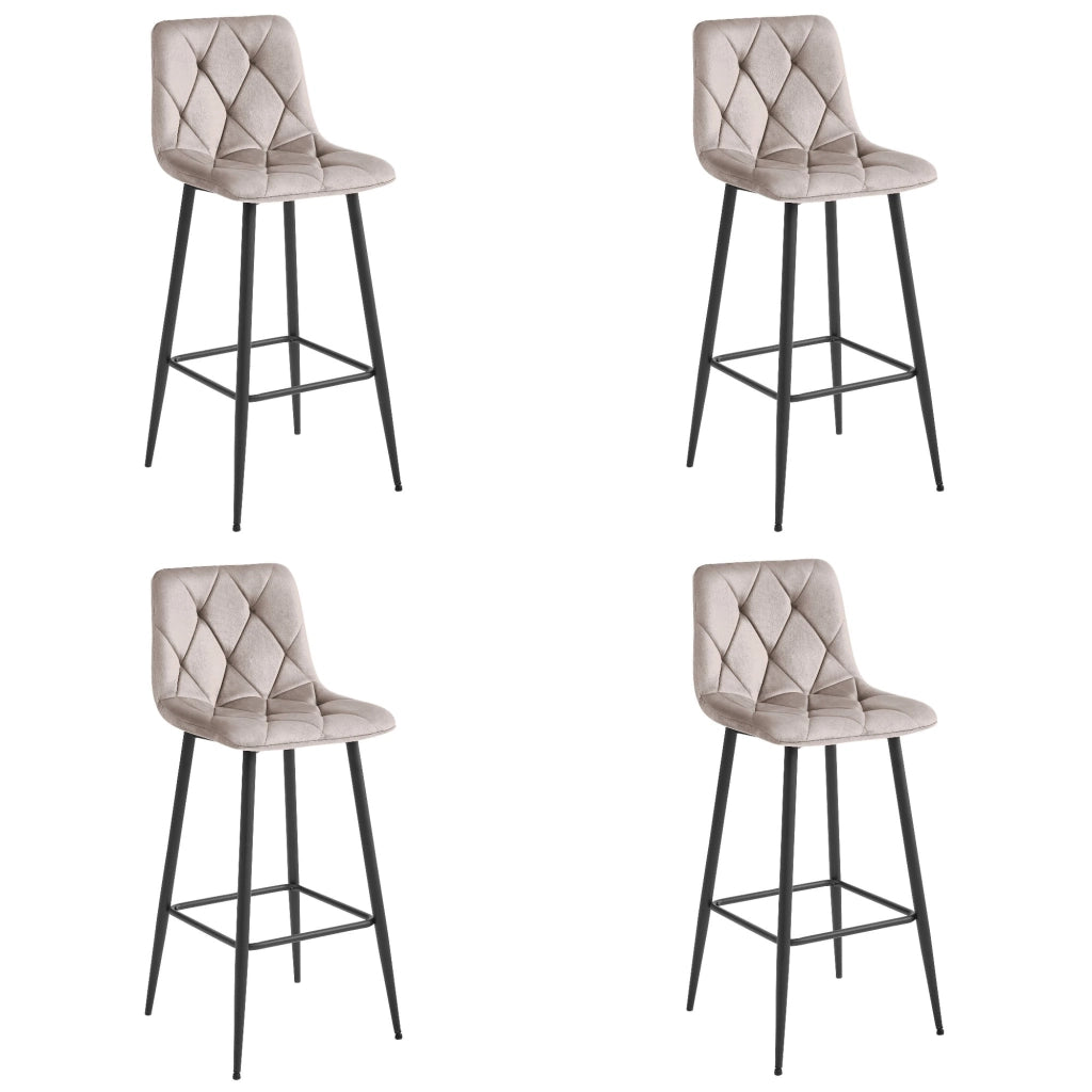 Sgabello da bar VALORA KODA - Velluto beige scuro con gambe nere x 4