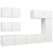 Set di mobili da 6 pezzi tra cui armadio credenza mobile TV televisore per soggiorno camera da letto salotto legno ingegnerizzato bianco 02_0025016