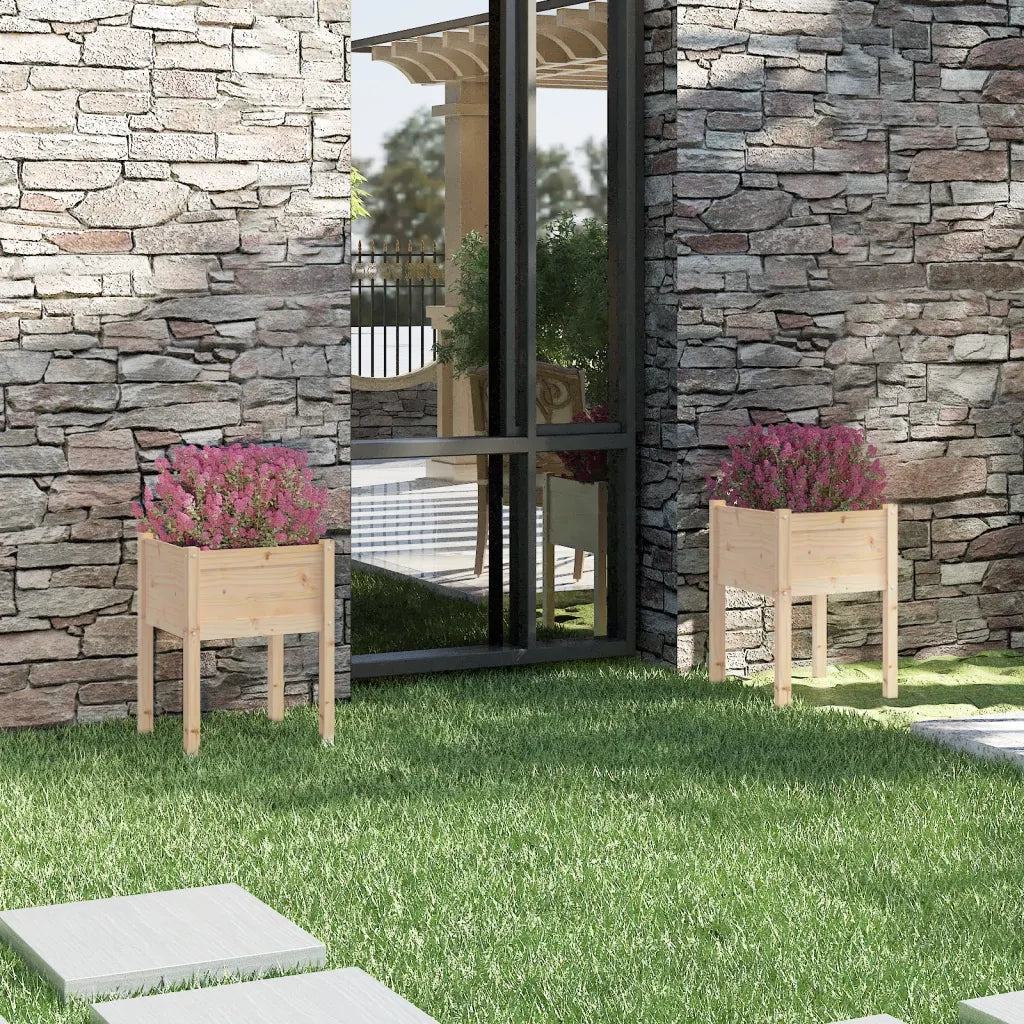 2 pz Fioriere | Cassetta per fiori | Vaso da Giardino 50x50x70 cm in Legno Massello di Pino
