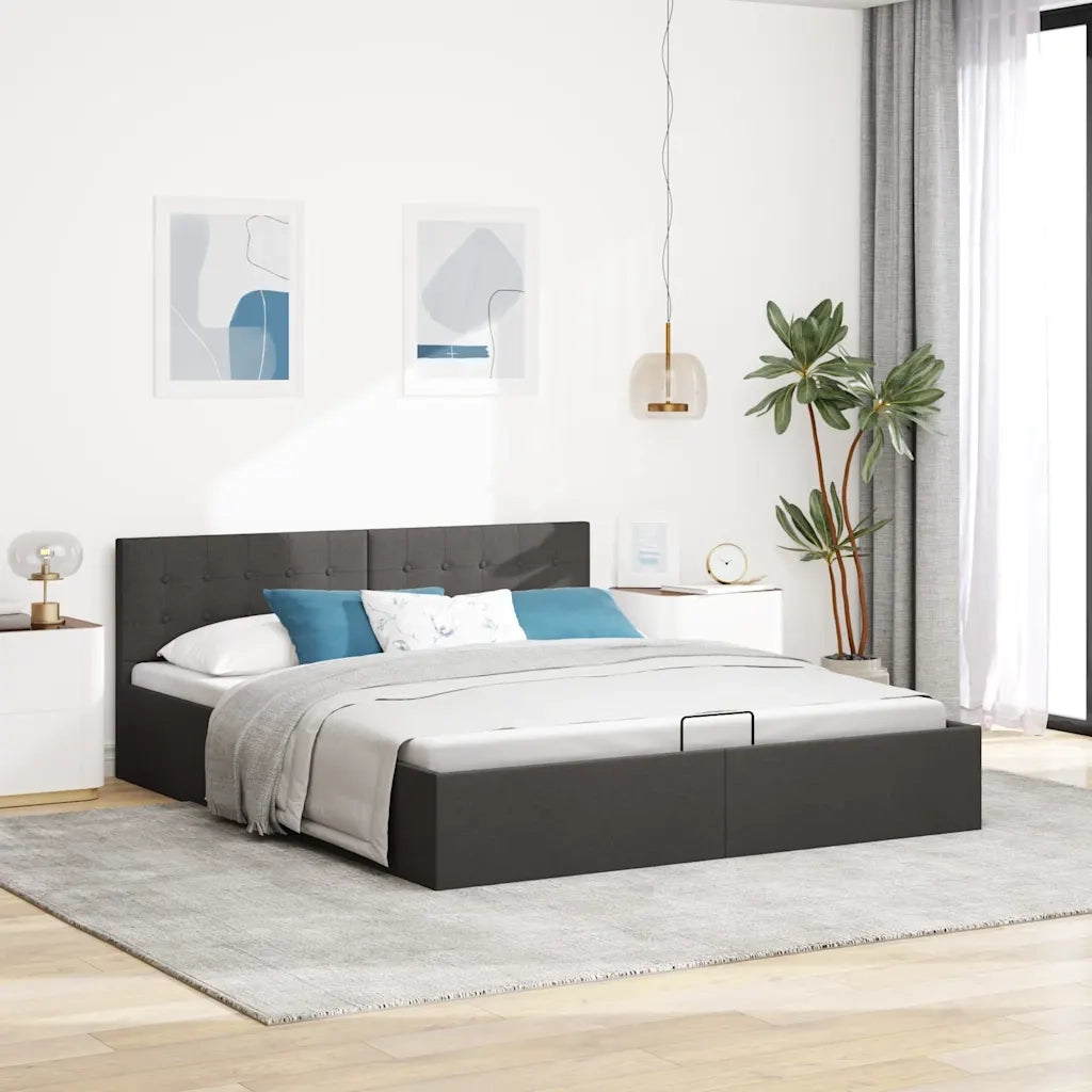 Giroletto con Contenitore Grigio Scuro in Tessuto 160x200 cm 285574