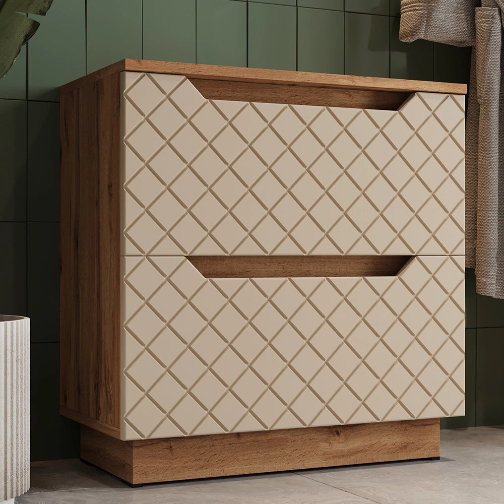 Vicco Mobile sottolavabo per bagno Rovere/cashmere con struttura in piastrelle 59.8 x 62.5 cm con 2 cassetti