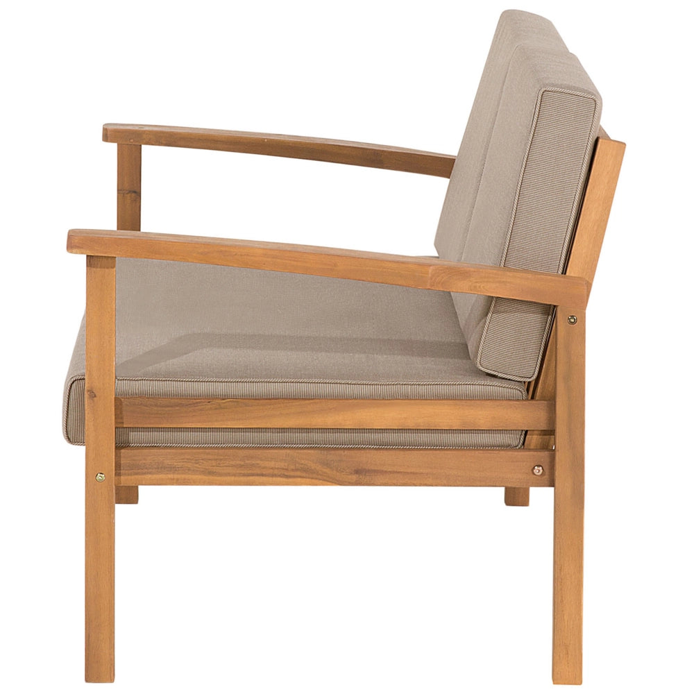 Set da giardino da 5 pezzi in marrone chiaro certificato con cuscini grigio chiaro divano poltrona tavolino