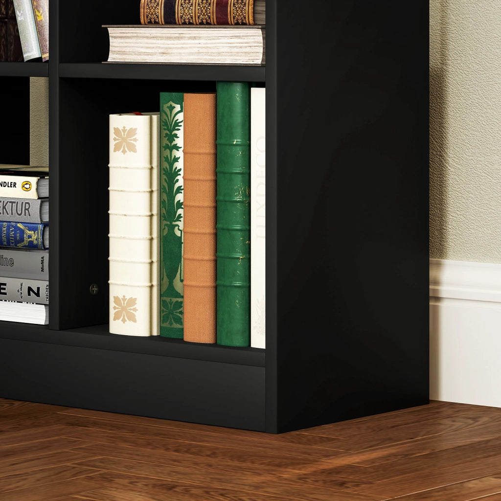 Libreria Moderna 60x26x158 cm con Cassetto Centrale e Kit Antiribaltamento in Legno Nero