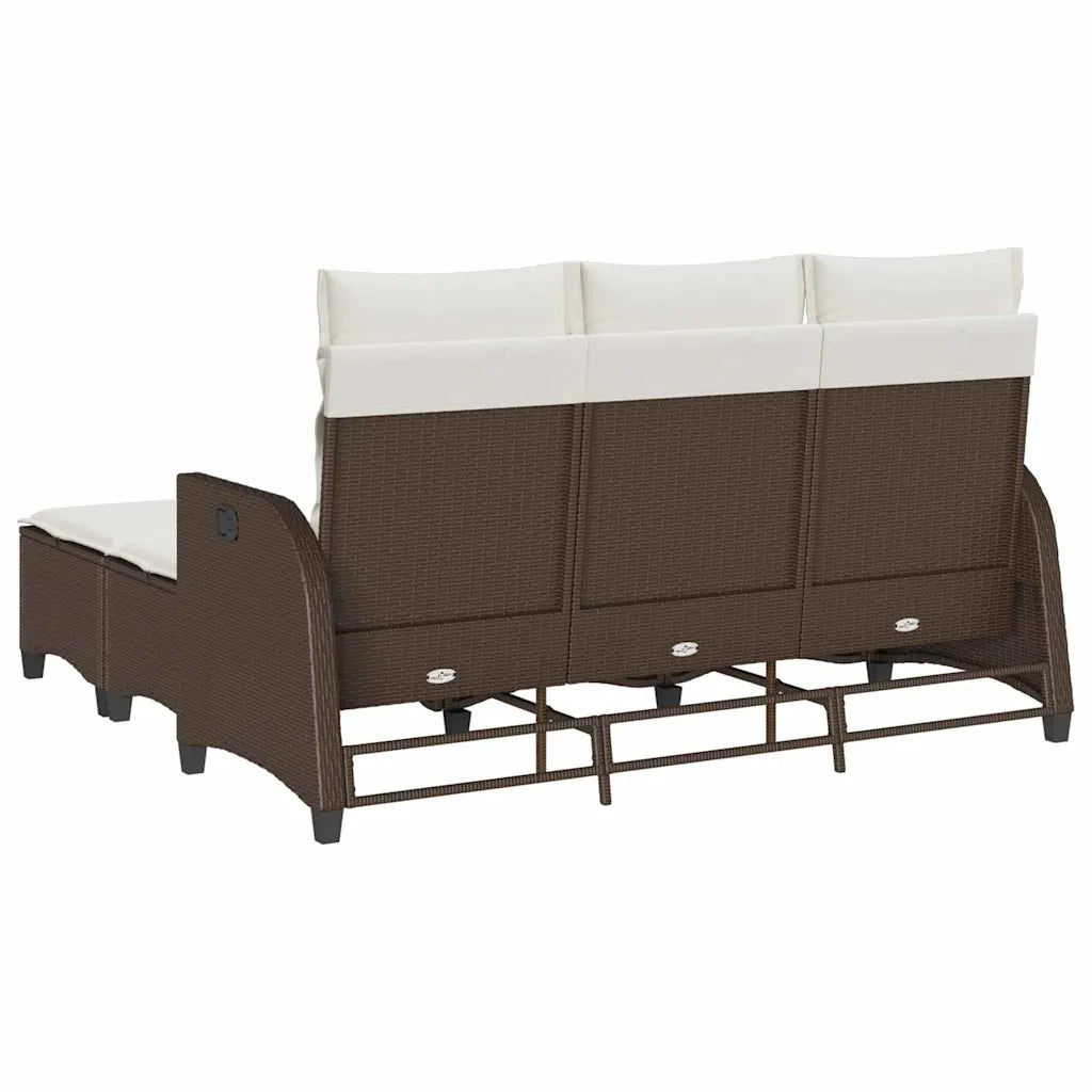 Set Divani da Giardino 3 pz con Cuscini a L Marrone Polyrattan